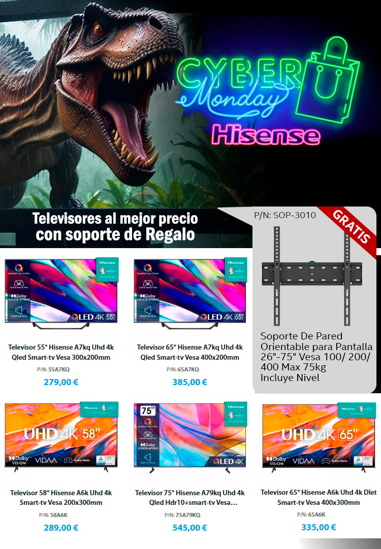 Oferta TV Hisense con soporte pared de regalo en Desyman